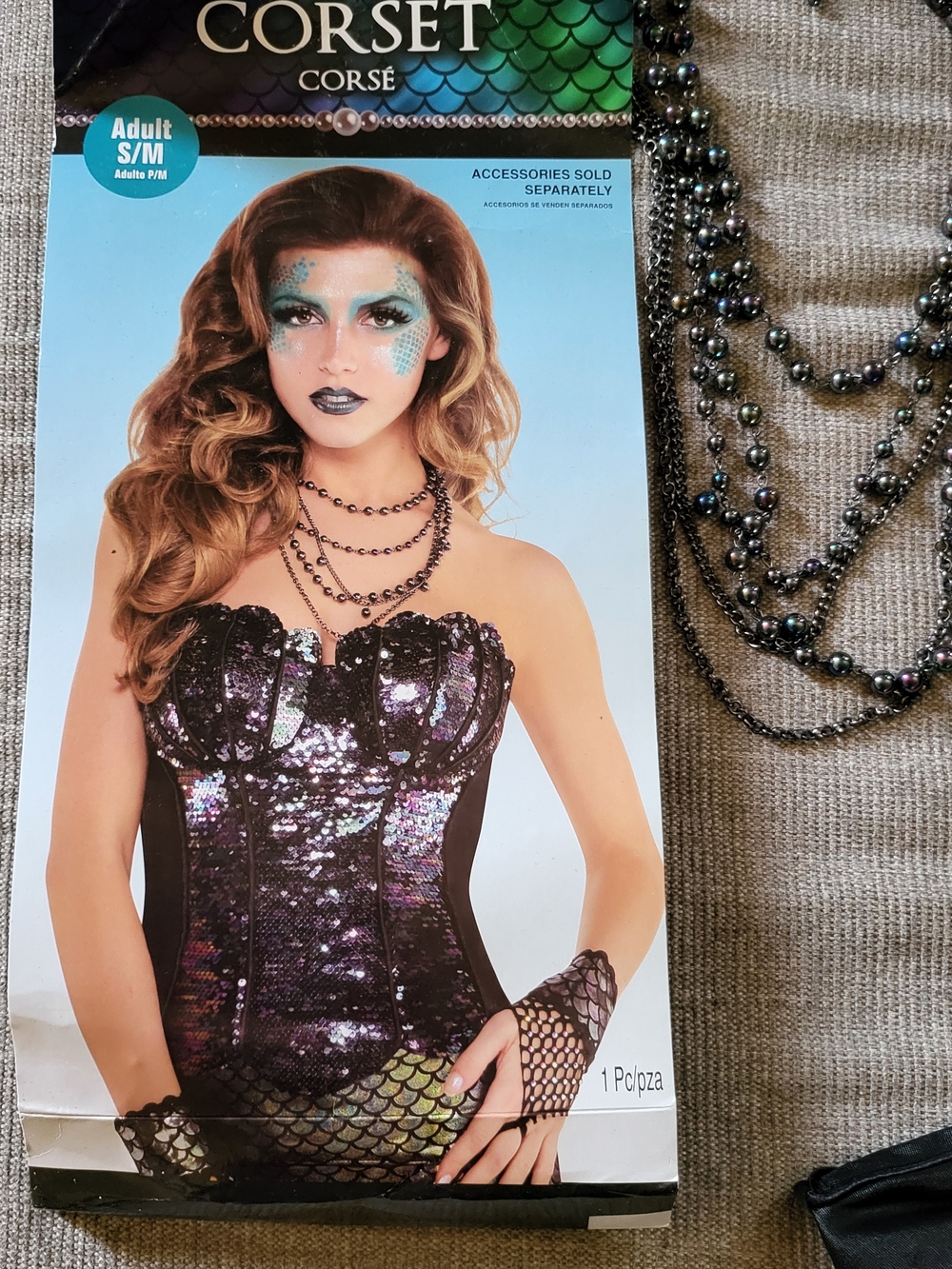 Corset Sequin Mermaid Bustier in Iridescent Purple/Black